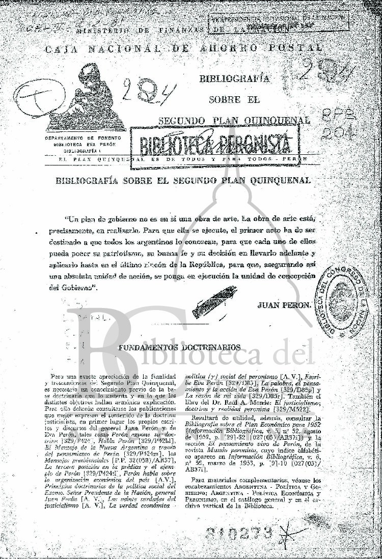 Bibliografia sobre el segundo plan Quinquenal