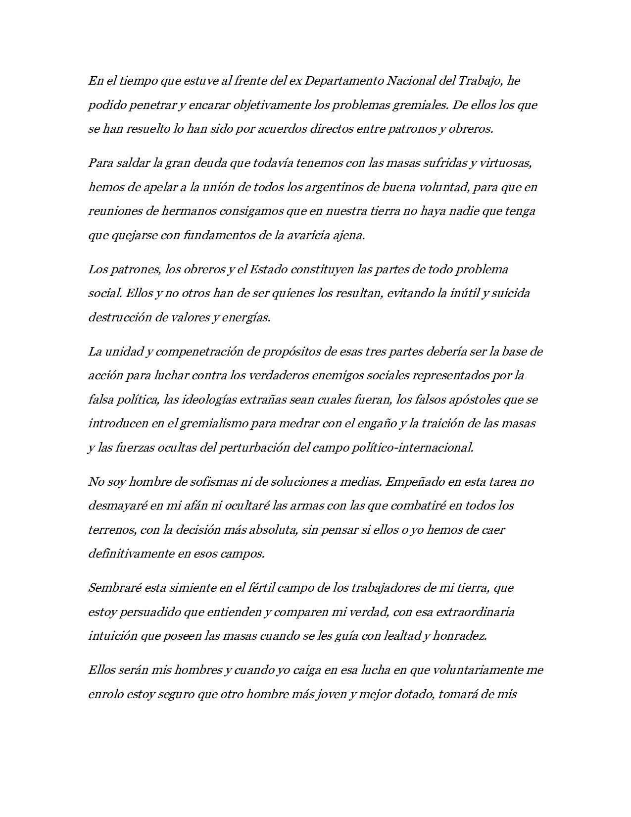 Discurso sobre la politica social del Estado N°2 - 1 de diciembre de 1943