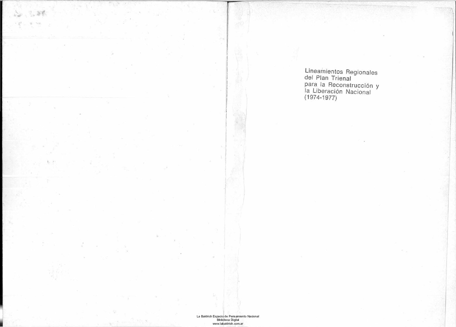 Lineamientos Regionales del Plan Trienal para la Reconstrucción y la Liberación Nacional (1974-1977)