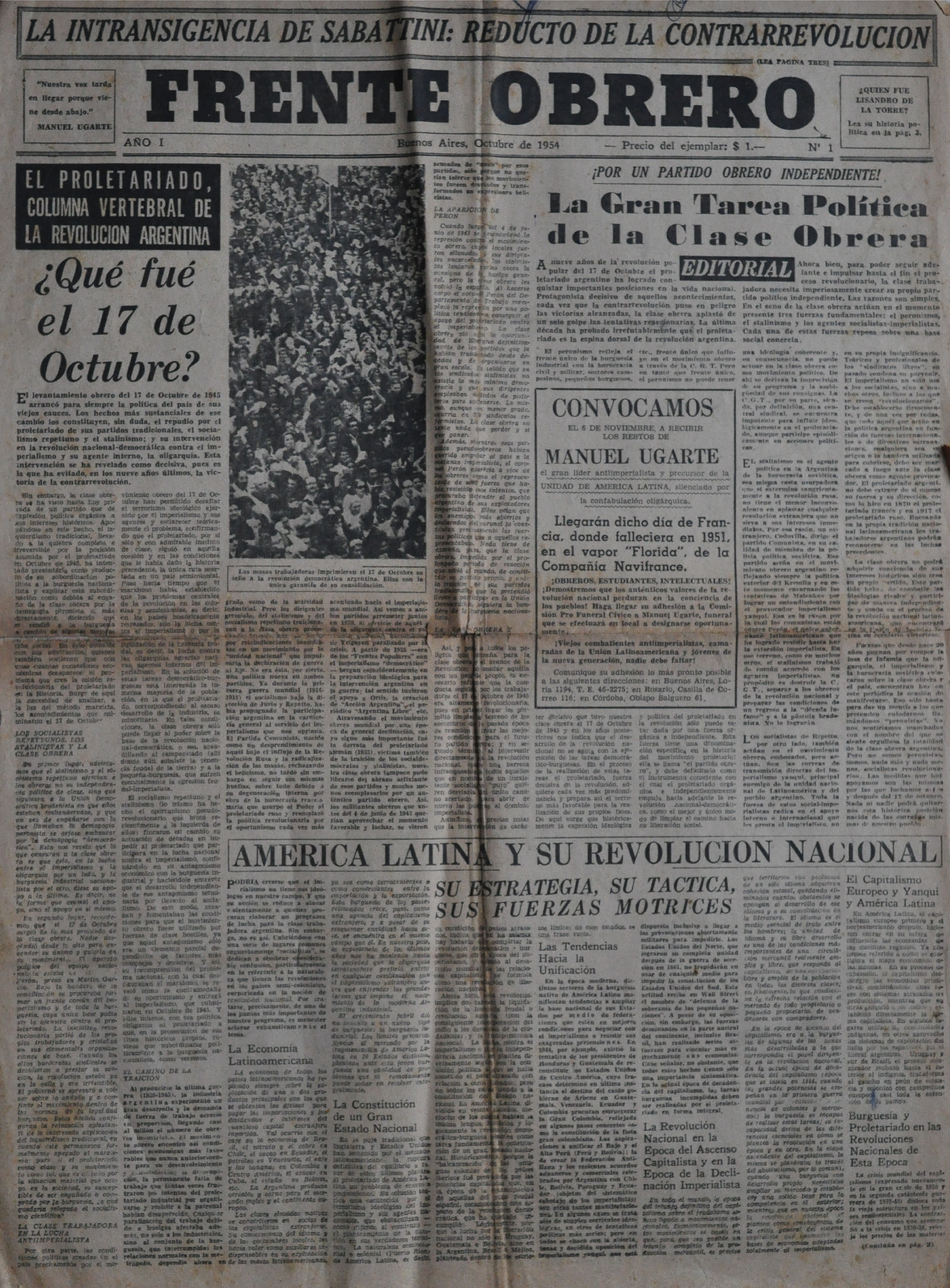 Frente Obrero Año 1 N° 1